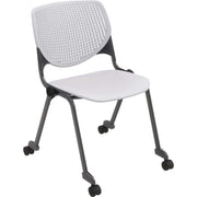 KFI 2300 Series Stack Chair, Light Gray Polypropylene Seat & Back, Silver Powder Coated Tubular Steel Frame, Four-Legged Base with Casters, 1 Each