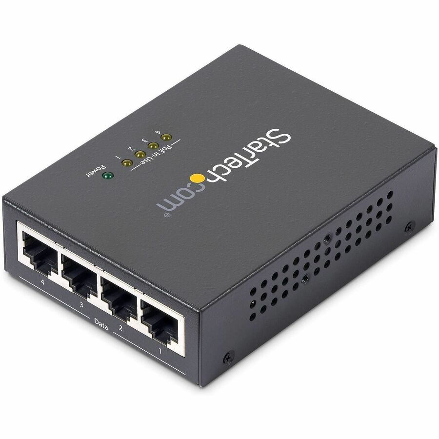 StarTech.com 4 Port Gigabit Midspan - PoE+ Injector - 802.3at and 802.3af