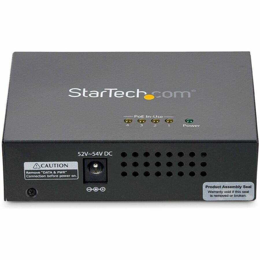 StarTech.com 4 Port Gigabit Midspan - PoE+ Injector - 802.3at and 802.3af