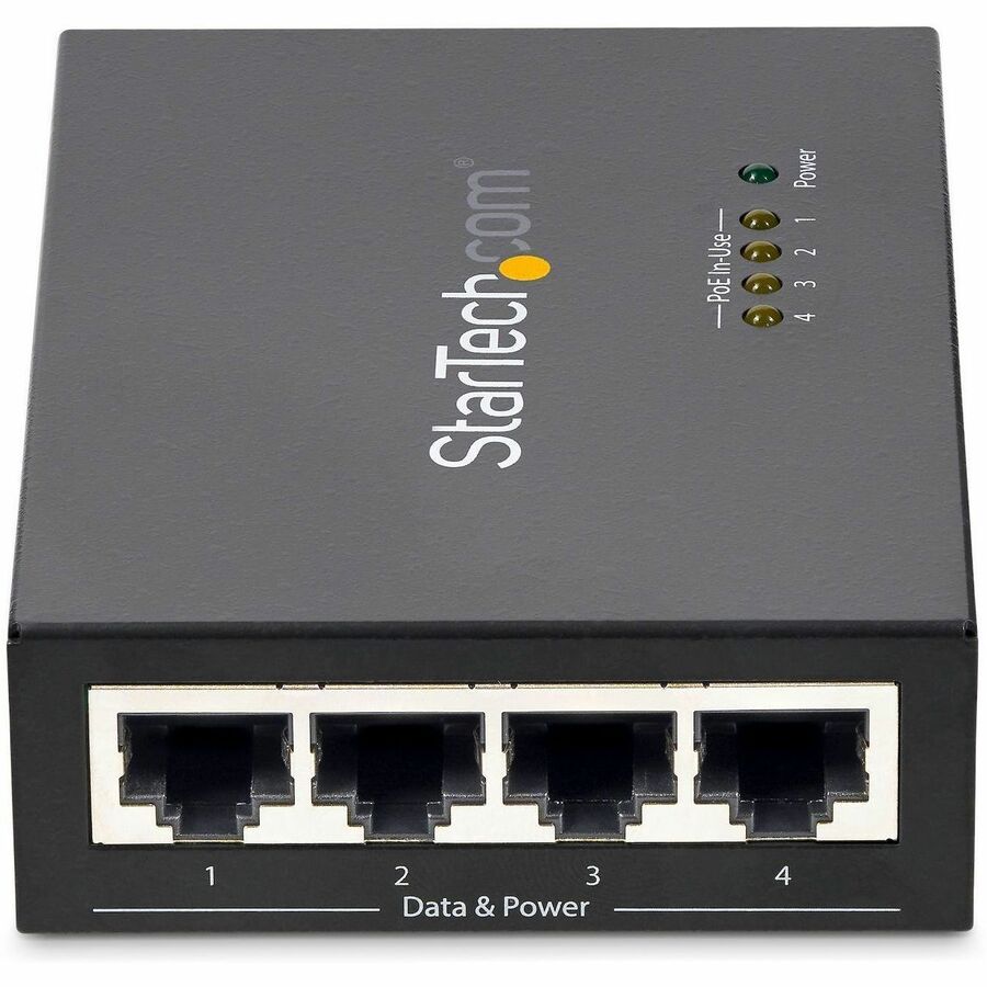 StarTech.com 4 Port Gigabit Midspan - PoE+ Injector - 802.3at and 802.3af