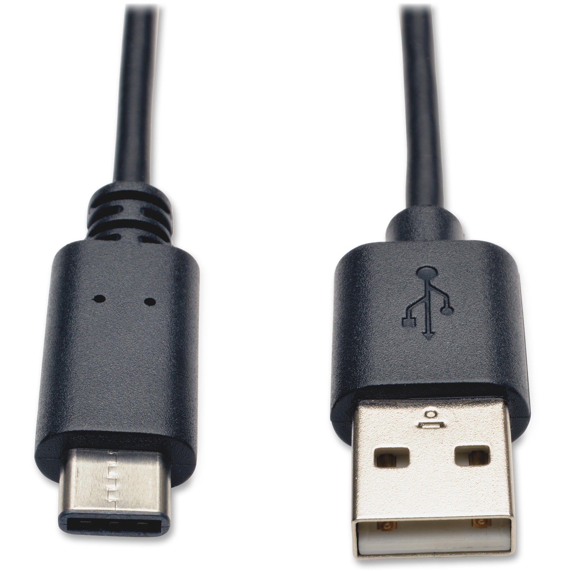Tripp Lite USB Type-A Male to USB-C Hi-speed Cable, 3 ft, 480 Mbps, Shielded, Nickel-Plated Connector, Gold-Plated Contact, 30 AWG, Black, 1 Each