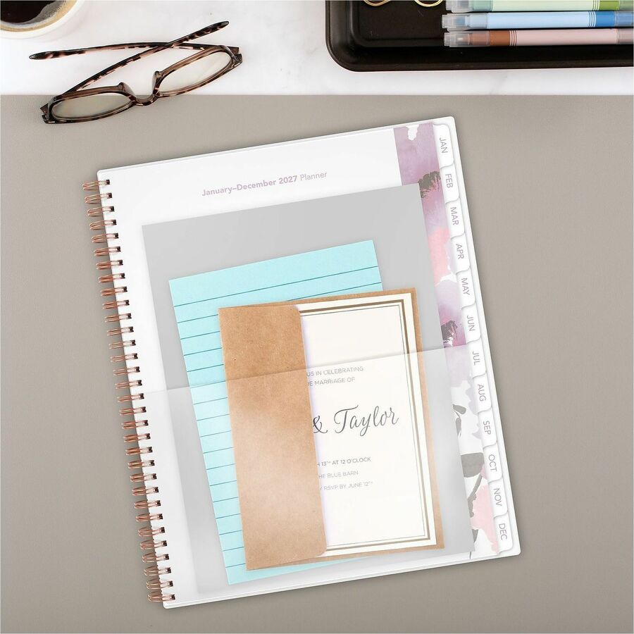 Cambridge Vienna Planner, Small, Weekly/Monthly, 12 Months (Jan-Dec 2026), 8.5" x 11", Wire Bound, Multicolor (Brown, Purple, Yellow), Poly Cover, Tabbed, 1 Each