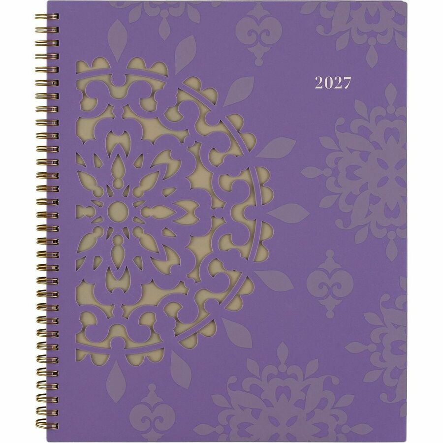 Cambridge Vienna Planner, Small, Weekly/Monthly, 12 Months (Jan-Dec 2026), 8.5" x 11", Wire Bound, Multicolor (Brown, Purple, Yellow), Poly Cover, Tabbed, 1 Each
