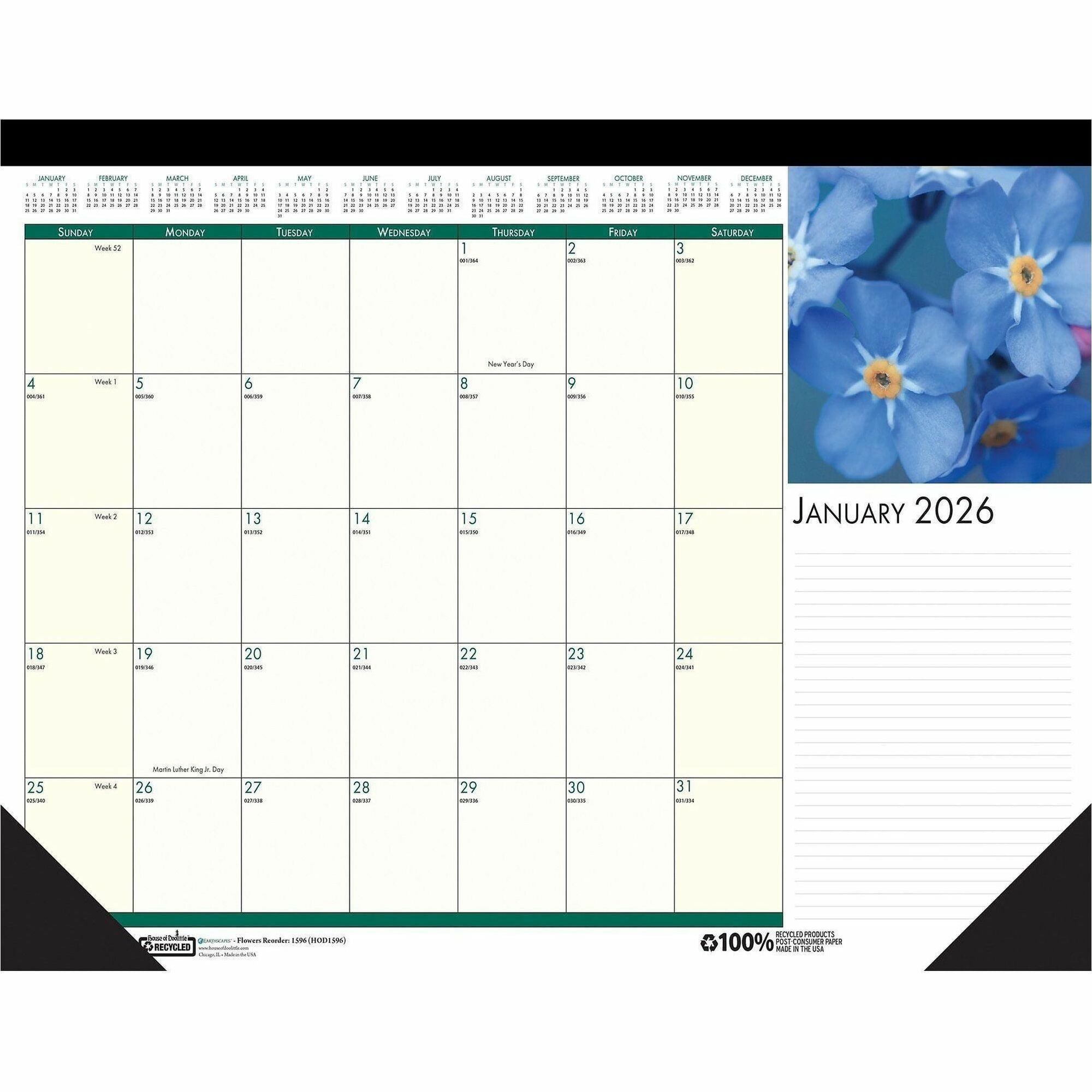 House of Doolittle EarthScapes Flowers 18-1/2" Desk Pad