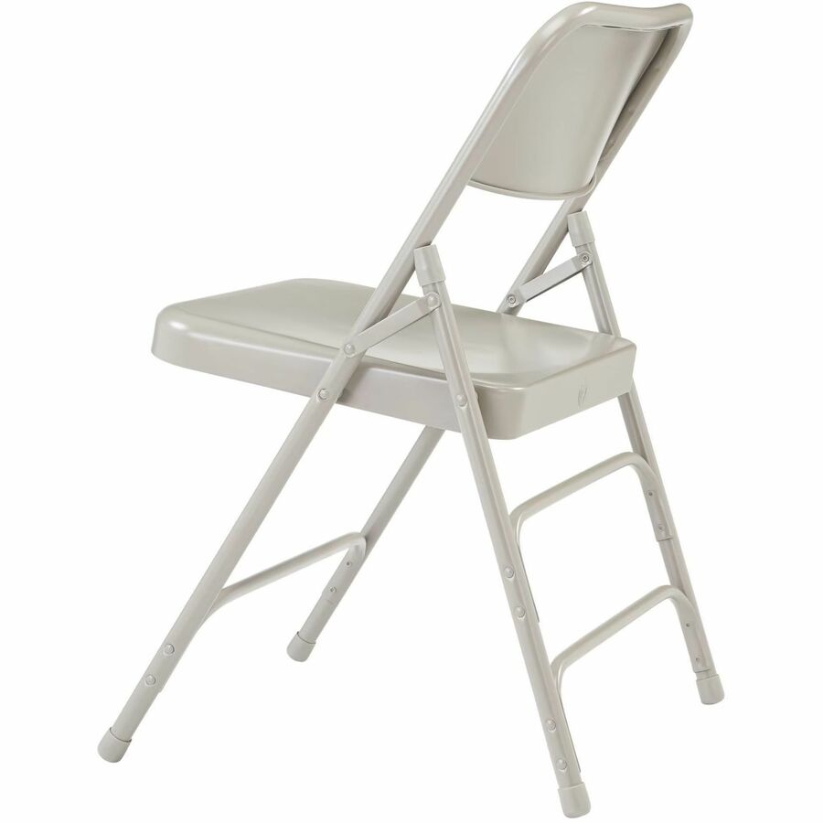NPS® 300 Series Deluxe All-Steel Triple Brace Double Hinge Folding Chair, Pack of 4, Surface Color: Grey, Frame Color: Grey