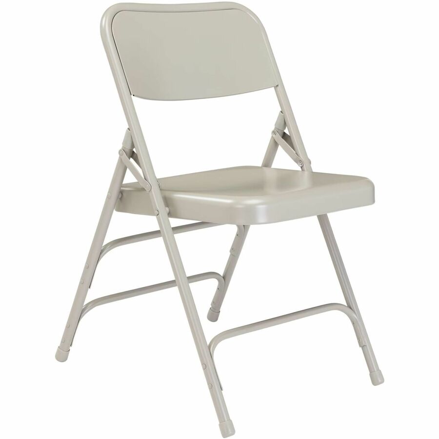 NPS® 300 Series Deluxe All-Steel Triple Brace Double Hinge Folding Chair, Pack of 4, Surface Color: Grey, Frame Color: Grey