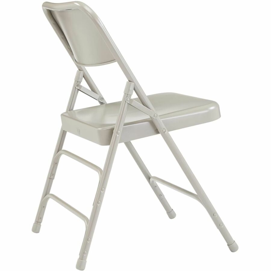 NPS® 300 Series Deluxe All-Steel Triple Brace Double Hinge Folding Chair, Pack of 4, Surface Color: Grey, Frame Color: Grey