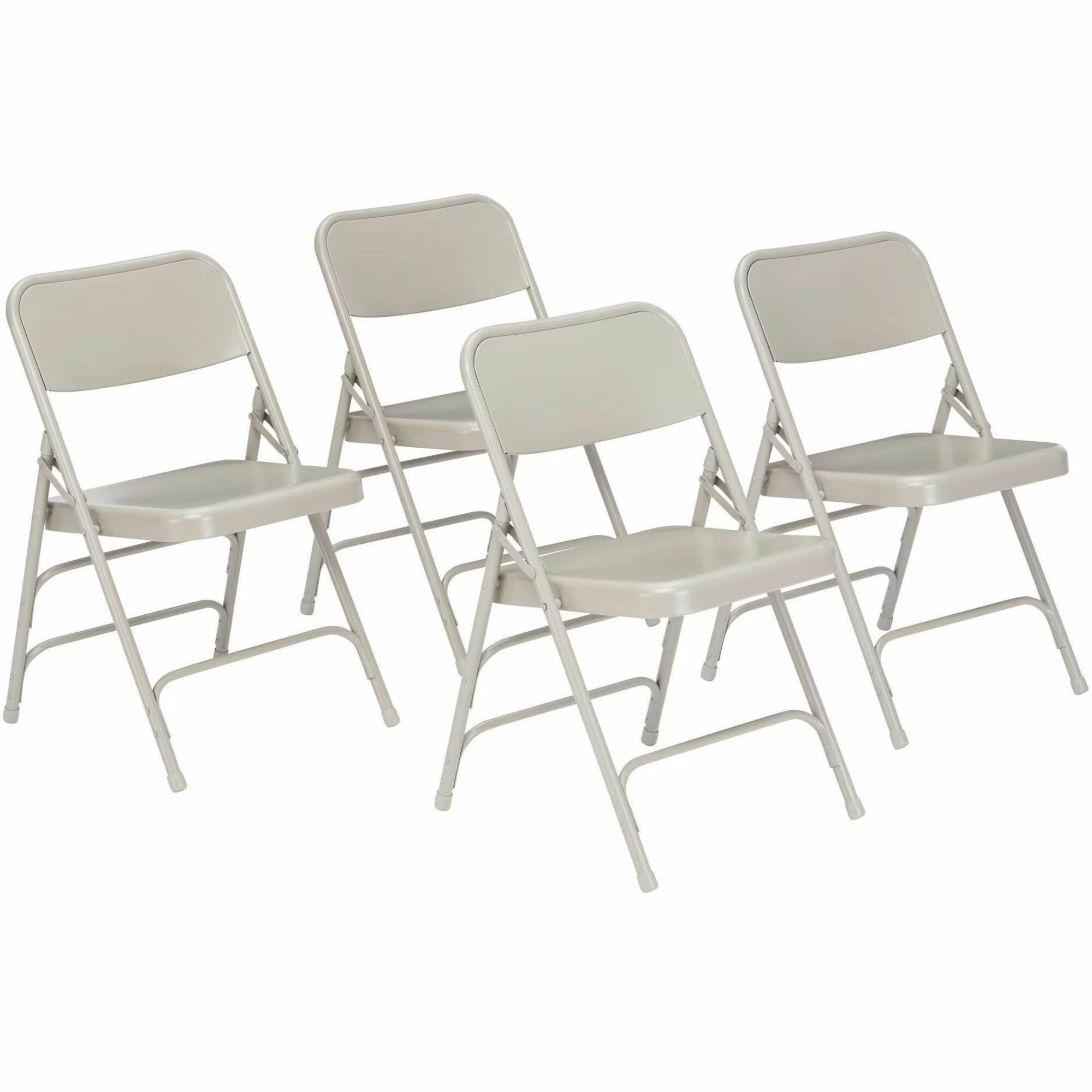 NPS® 300 Series Deluxe All-Steel Triple Brace Double Hinge Folding Chair, Pack of 4, Surface Color: Grey, Frame Color: Grey