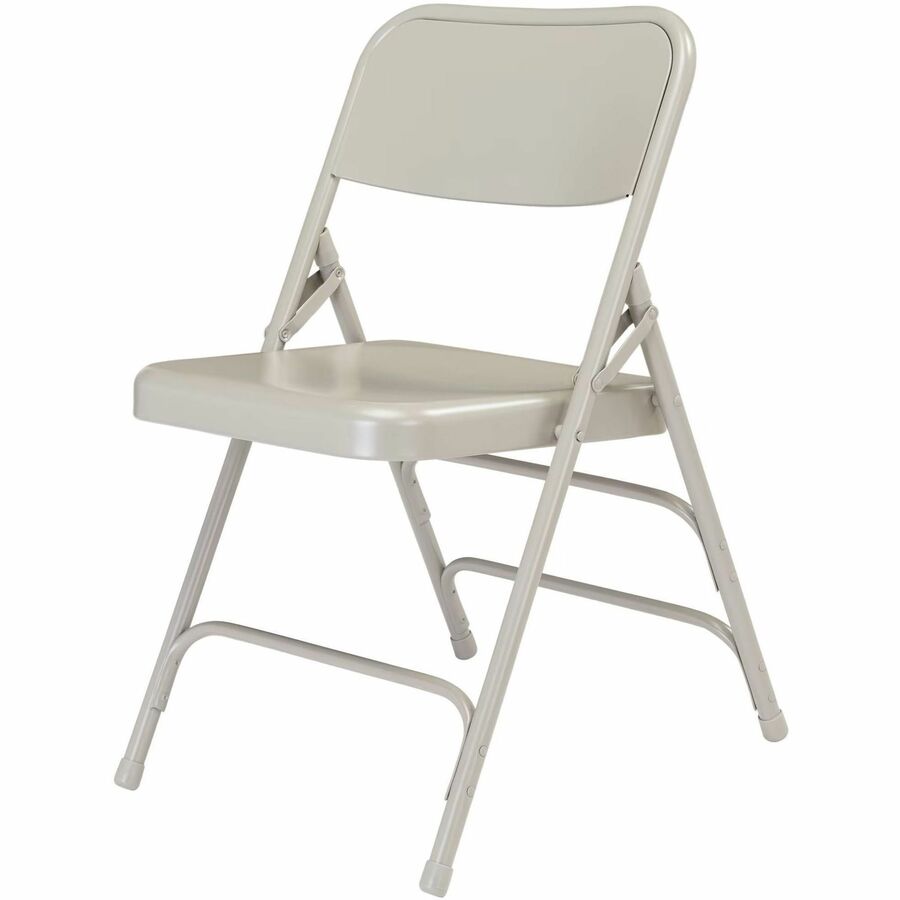NPS® 300 Series Deluxe All-Steel Triple Brace Double Hinge Folding Chair, Pack of 4, Surface Color: Grey, Frame Color: Grey