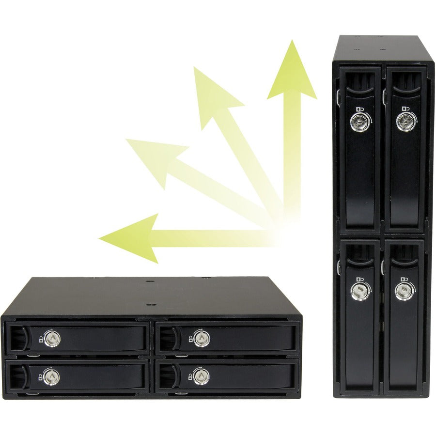 StarTech.com Drive Enclosure for 5.25" SATA/600, Serial Attached SCSI (SAS) - Serial ATA/600 Host Interface Internal - Black