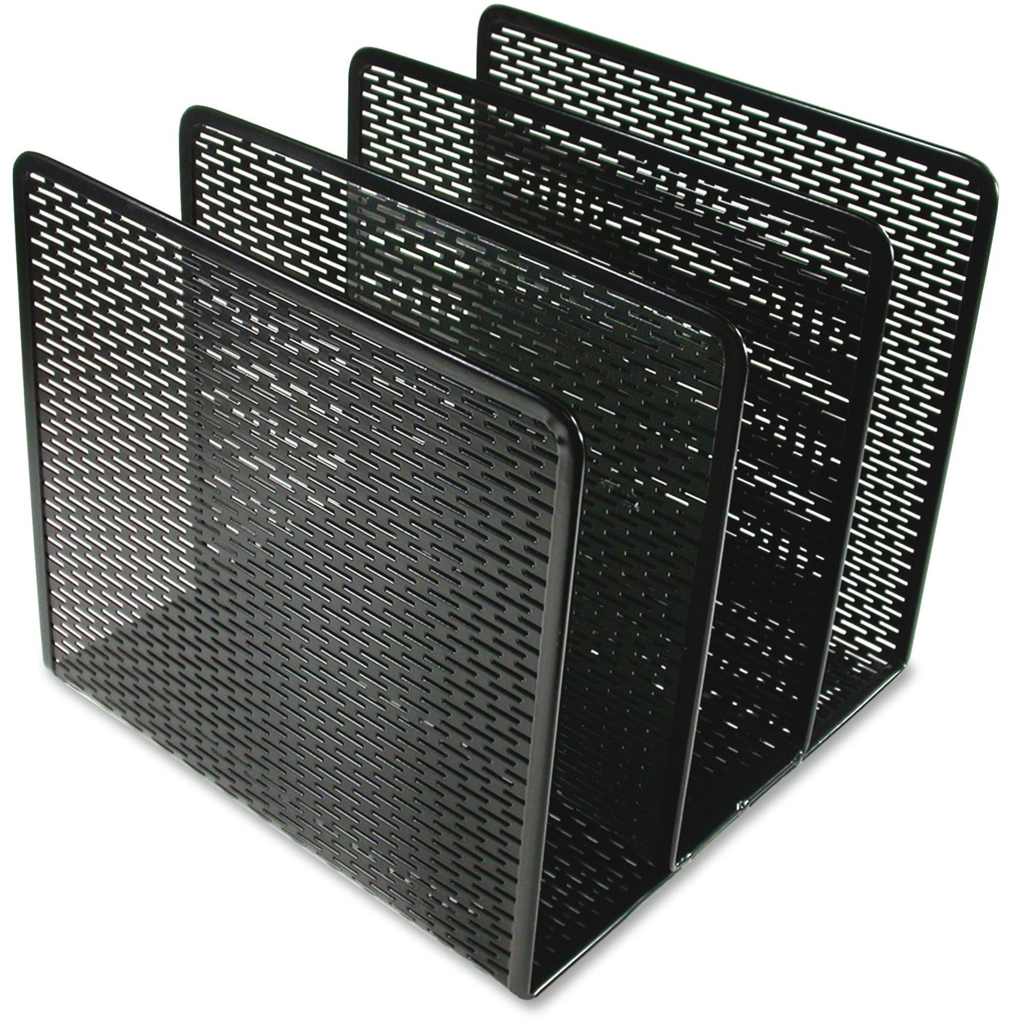 3 Compartment(s) - Compartment Size : 3" - 7.25" Height x 8" Width x 8" Depth - Desktop - Heavy Duty, Scratch Resistant, Rounded Corner, Durable - Black - Steel - 1 Each