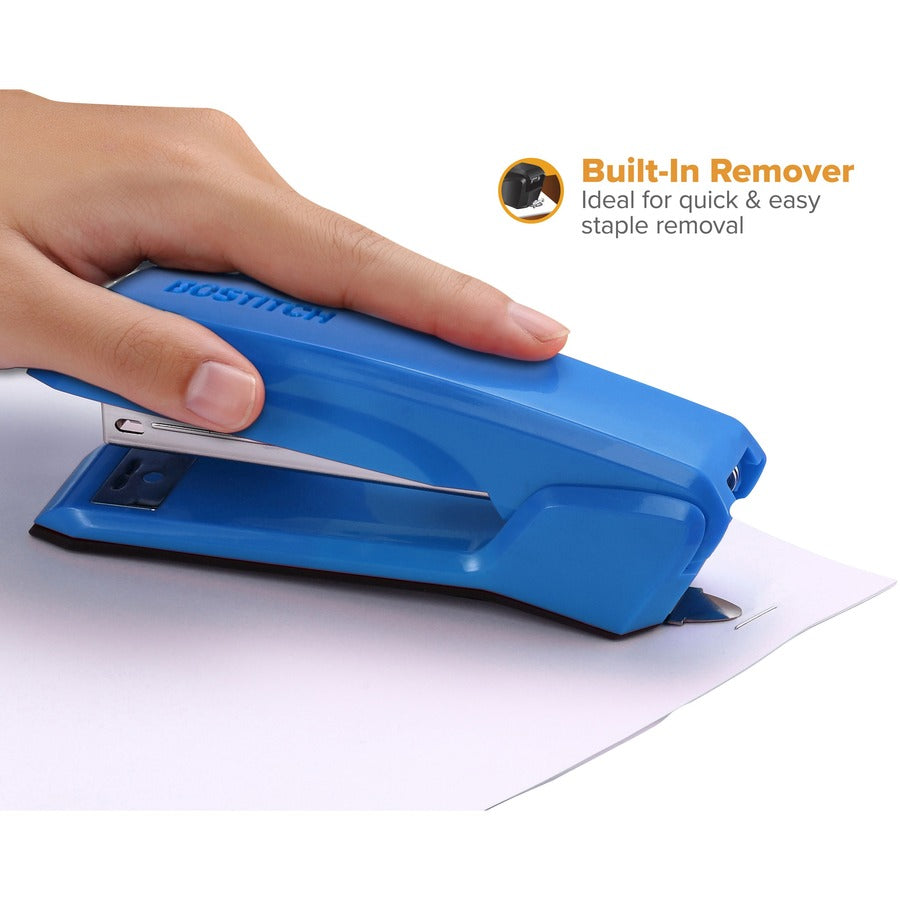 Bostitch Ascend Stapler - Staples Upto 20 Sheet - Holds Upto 210 Staple - Full Strip - Staple Size: 0.25" - 3.62" Throat Depth - Top Loading - Blue - Plastic - 1 Each