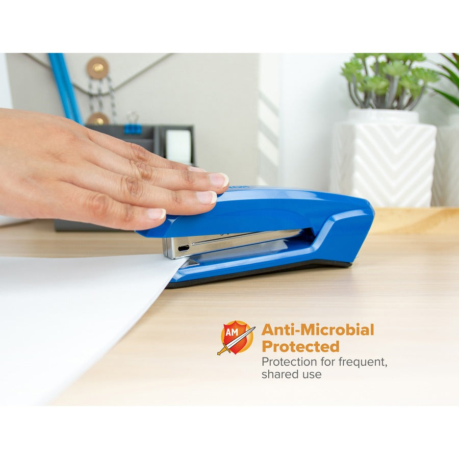 Bostitch Ascend Stapler - Staples Upto 20 Sheet - Holds Upto 210 Staple - Full Strip - Staple Size: 0.25" - 3.62" Throat Depth - Top Loading - Blue - Plastic - 1 Each