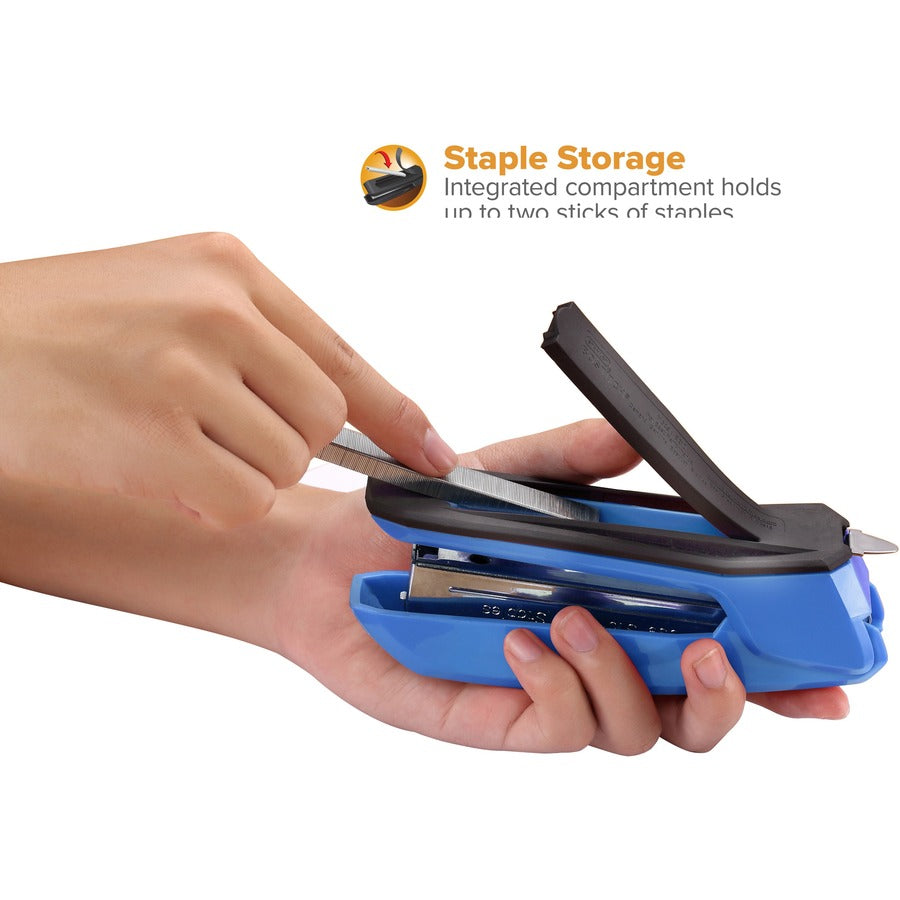 Bostitch Ascend Stapler - Staples Upto 20 Sheet - Holds Upto 210 Staple - Full Strip - Staple Size: 0.25" - 3.62" Throat Depth - Top Loading - Blue - Plastic - 1 Each