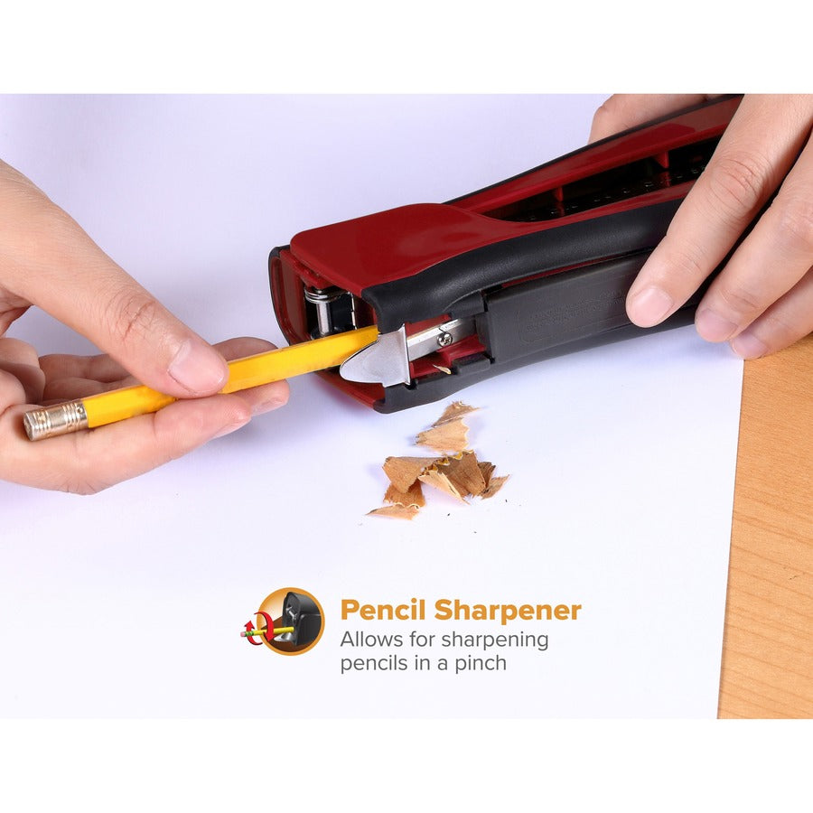 Staples Upto 20 Sheet of 20lb Paper - Holds Upto 210 Staple - Full Strip - Staple Size: 0.25" - Top Loading - Red - Plastic, Metal - 1 Each