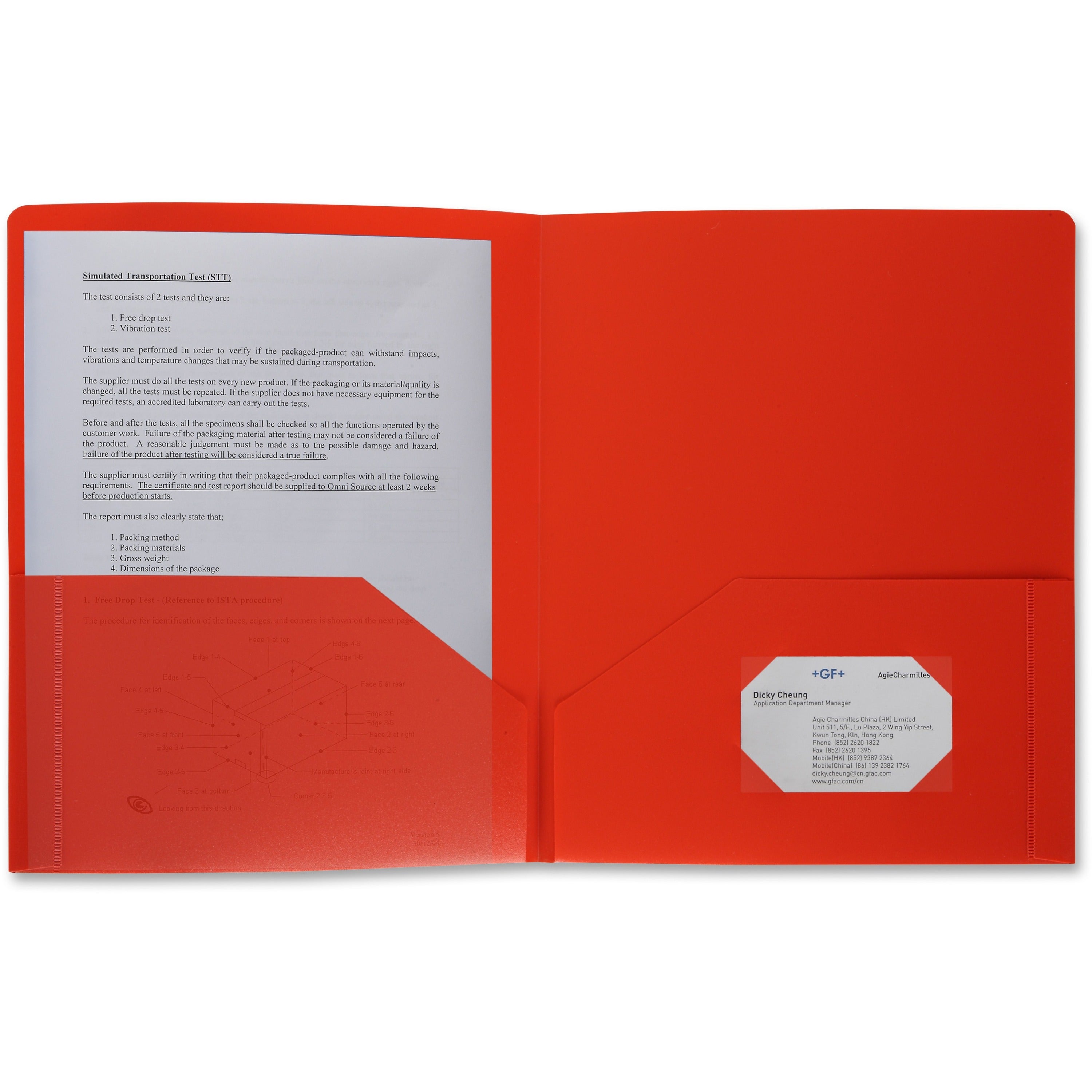 Business Source Letter Portfolio - 8 1/2" x 11" - 30 Sheets Capacity - 2 Pocket(s) - Red - Durable, Spill Resistant, Wear Resistant, Card Holder - 1 Each