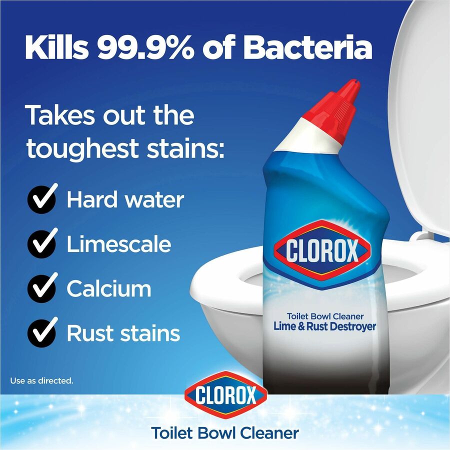 Clorox Toilet Bowl Cleaner Lime & Rust Destroyer, Bleach-Free, Disinfectant, Deodorizer, 24 fl oz Bottle, 1 Each