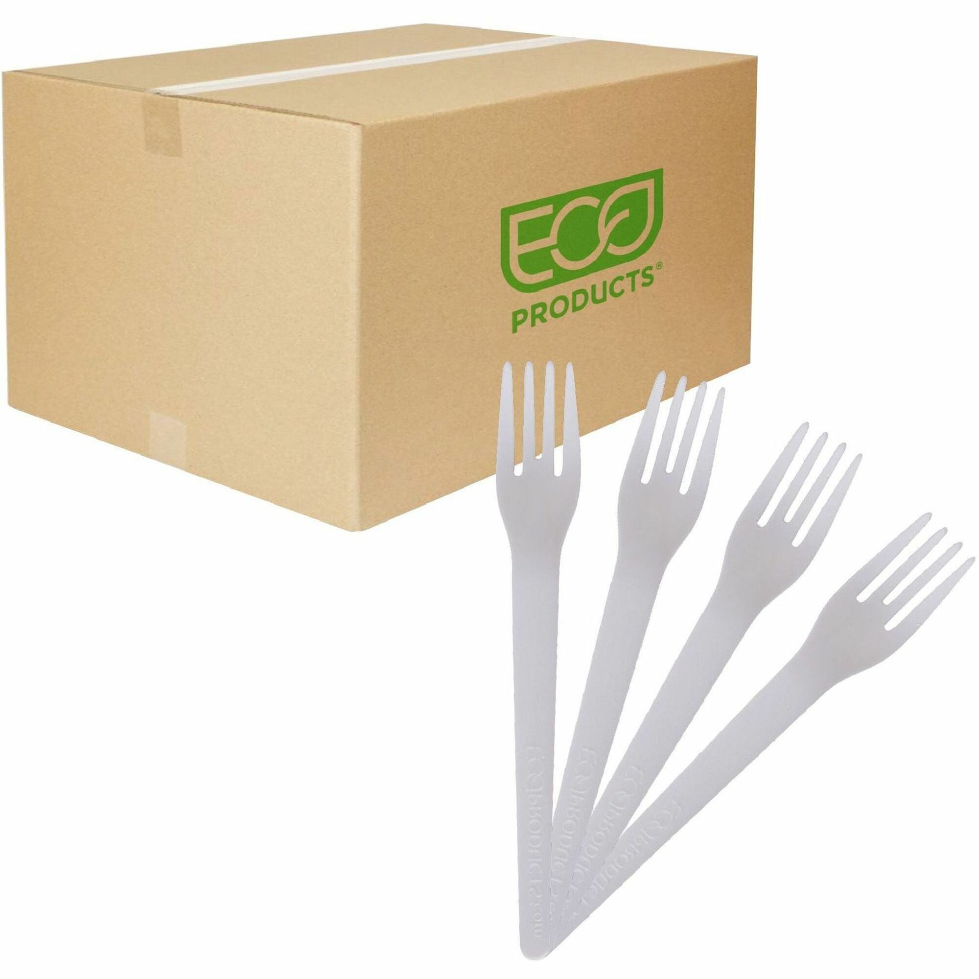 1 Piece(s) - Fork - 1 x Fork - Disposable - Pearl White - 50/Pack - 20 / Carton