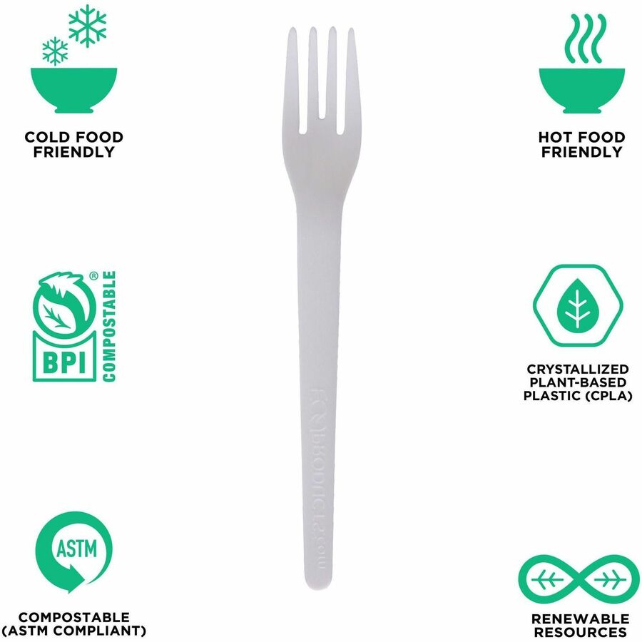 1 Piece(s) - Fork - 1 x Fork - Disposable - Pearl White - 50/Pack - 20 / Carton