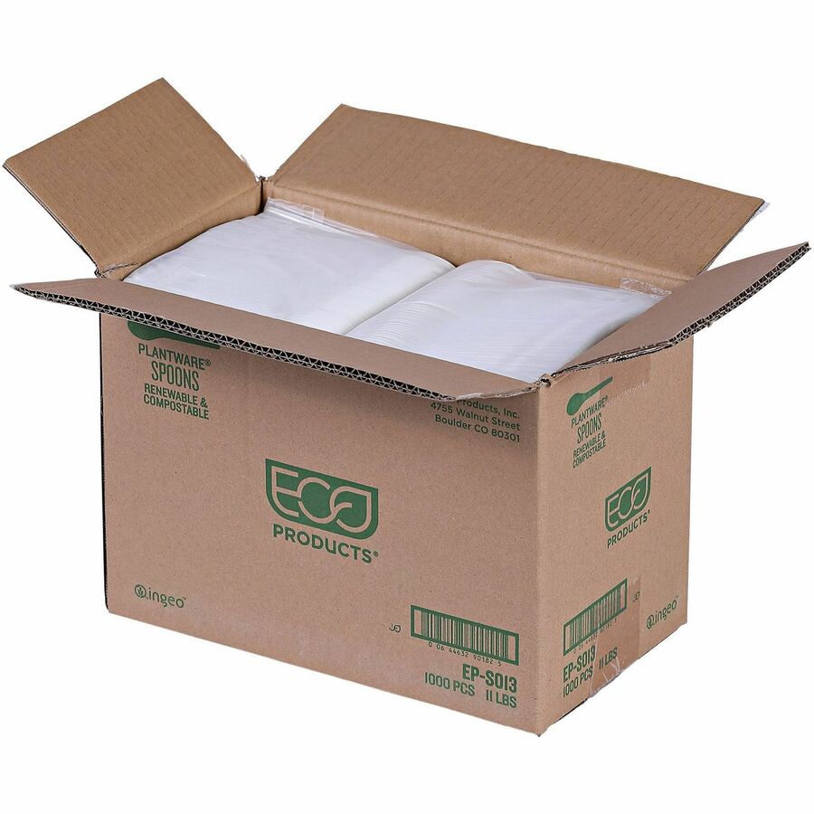 1 Piece(s) - Spoon - 1 x Spoon - Disposable - Pearl White - 50/Pack - 20 / Carton