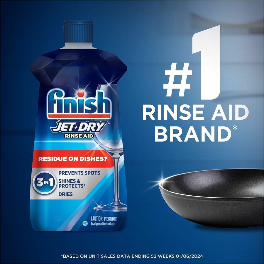 Finish Large Jet-Dry Rinse Aid - For Dish, Glass, Utensil - 16 fl oz (0.5 quart) - Original Scent - Recommended For: Spot Remover, Film Remover, Food Remover - Blue - 1 Each