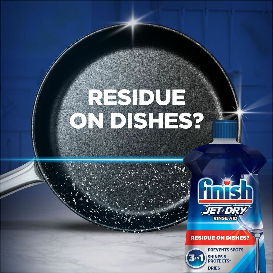 Finish Large Jet-Dry Rinse Aid - For Dish, Glass, Utensil - 16 fl oz (0.5 quart) - Original Scent - Recommended For: Spot Remover, Film Remover, Food Remover - Blue - 1 Each