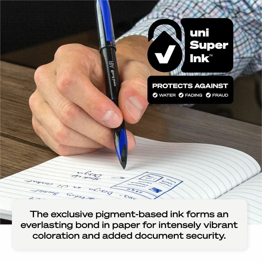 uniball™ Air Porous Point Pen - 0.7 mm Medium Conical Pen Point - Black Ink - Black Barrel - 1 Dozen