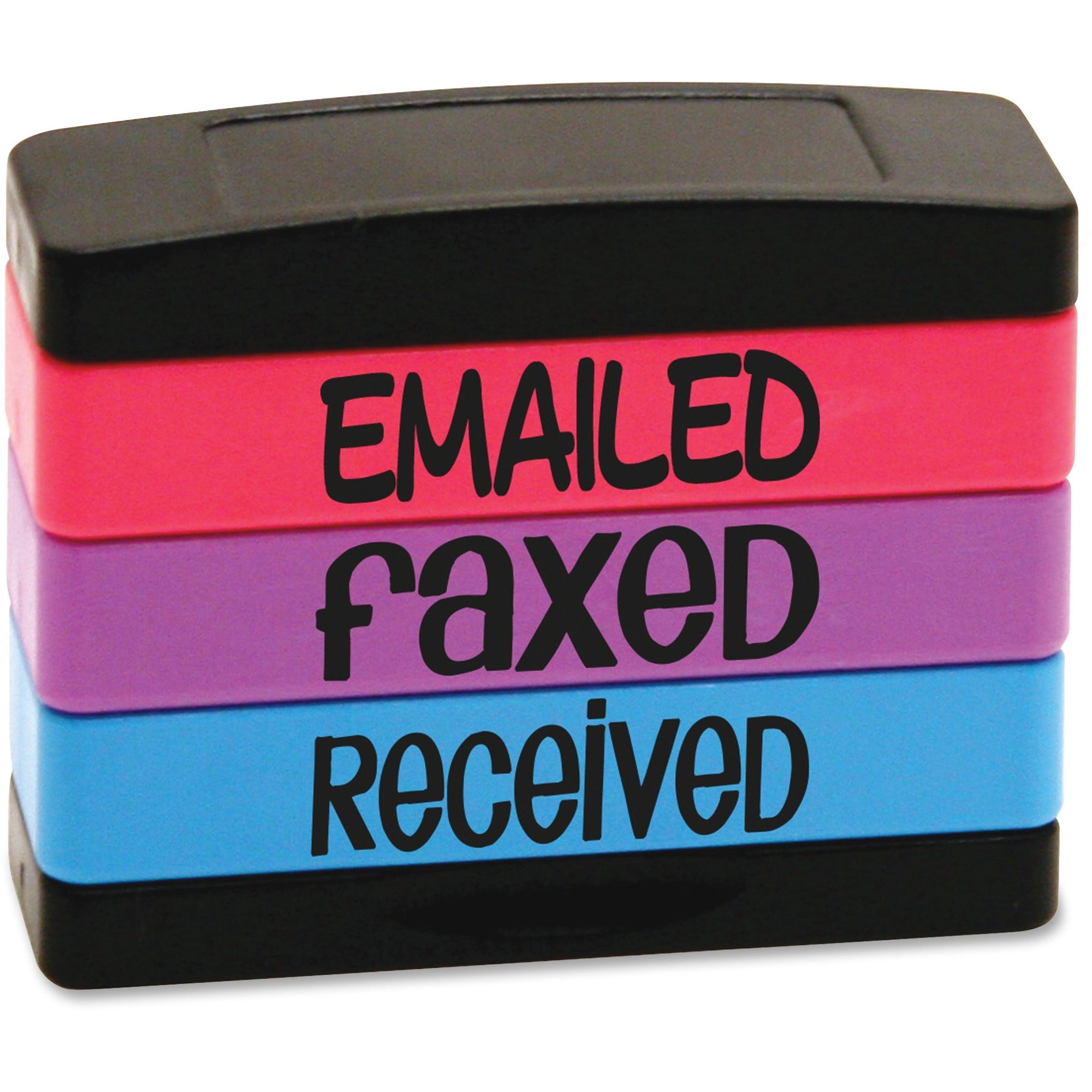 Message Stamp - EMAILED, FAXED, RECEIVED - 0.63" Impression Width x 1.81" Impression Length - Assorted - 1 Each
