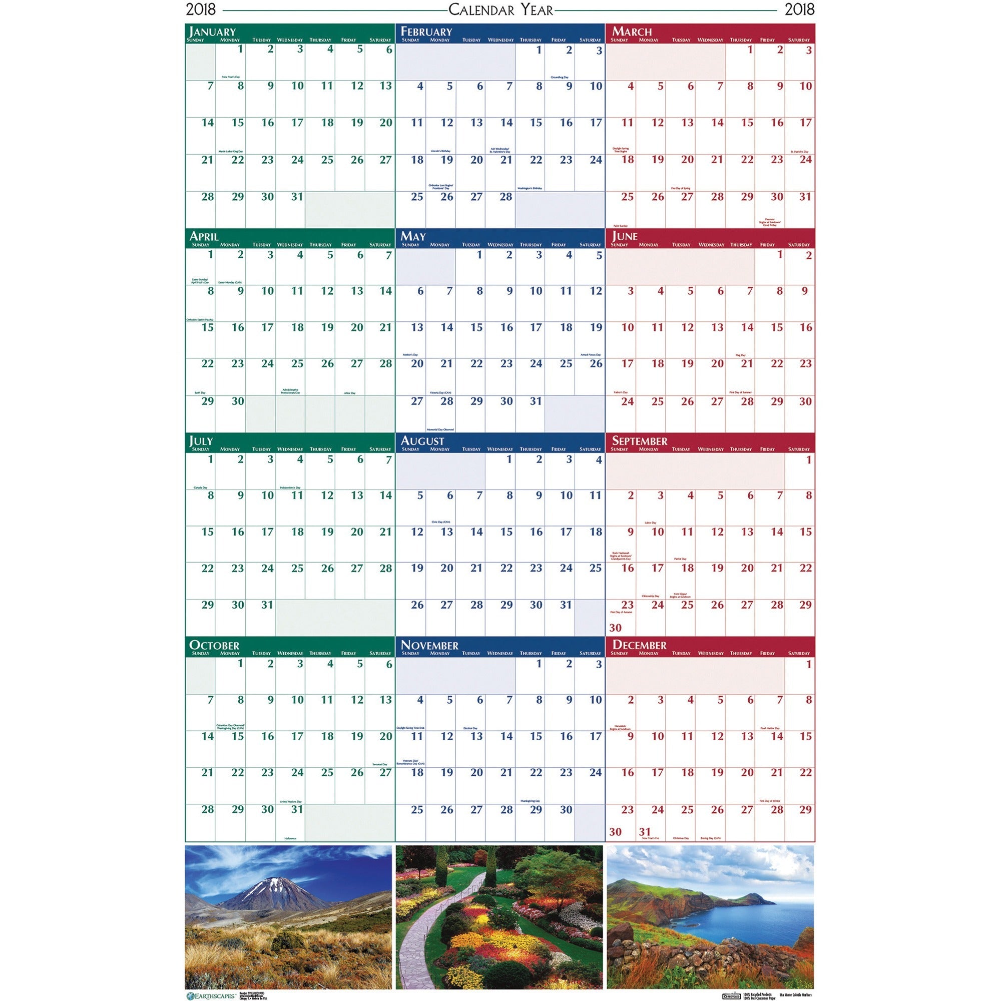 Julian Dates - Daily, Monthly - 12 Month - January 2026 to December 2026 - 2" x 1.38" , 1" x 1" Block - Paper - 24" Height x 18" Width - Laminated, Double-sided, Write on/Wipe off, Reversible, Erasable - 1 Each