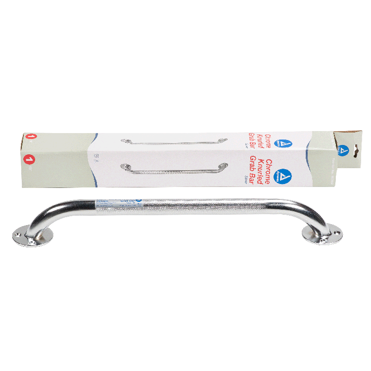 Chrome Knurled Grab Bar, 18", Single, 1 Quantity per Box