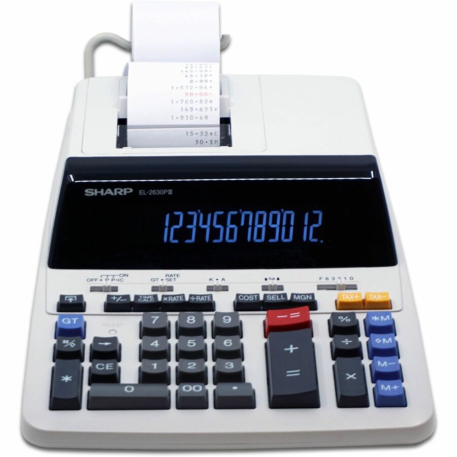 Independent Memory, Sign Change, Backspace Key, Double Zero, Fixed Decimal - AC Supply Powered - 3.1" Height x 9" Width x 13.2" Depth - Off White - 1 Each