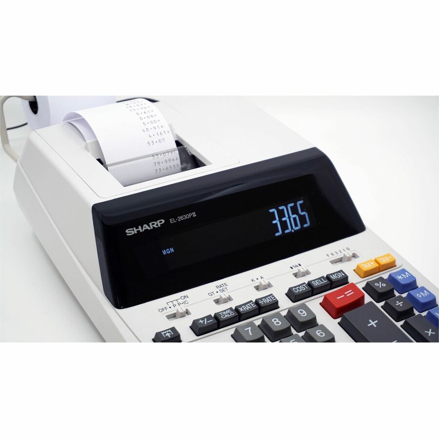 Independent Memory, Sign Change, Backspace Key, Double Zero, Fixed Decimal - AC Supply Powered - 3.1" Height x 9" Width x 13.2" Depth - Off White - 1 Each