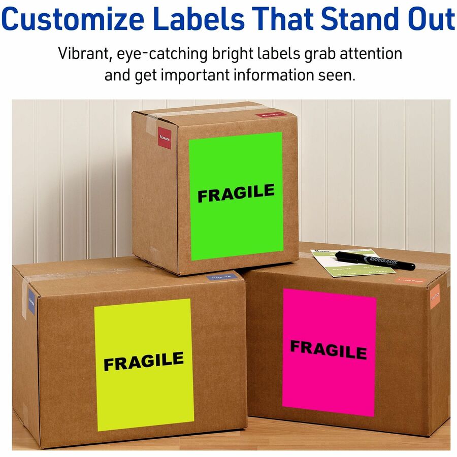 Avery&reg; Neon Shipping Labels, 8-1/2" x 11" , 100 Labels (5940)