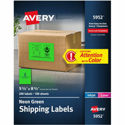 Avery&reg; Neon Shipping Labels, 5-1/2" x 8-1/2" , 200 Labels (5952)