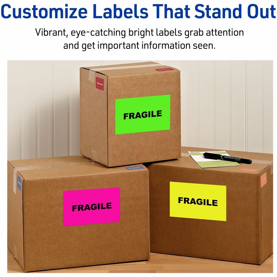 Avery&reg; Neon Shipping Labels, 5-1/2" x 8-1/2" , 200 Labels (5952)