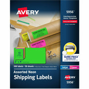 Avery&reg; 2"x 4" Neon Shipping Labels with Sure Feed, 500 Labels (5956)