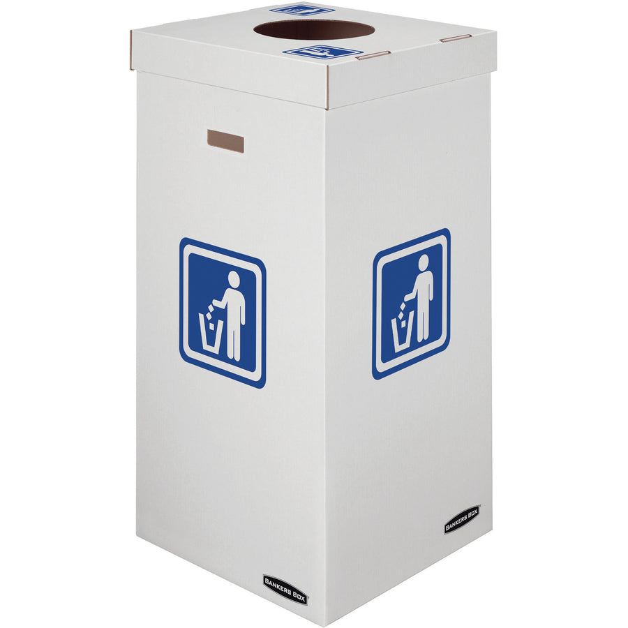 Bankers Box Waste & Recycling Bins - Internal Dimensions: 18" Width x 18" Depth x 36" Height - External Dimensions: 18.4" Width x 18.4" Depth x 36.4" Height - 50 gal - Corrugated Paper - White, Green - Recycled - 10 / Carton