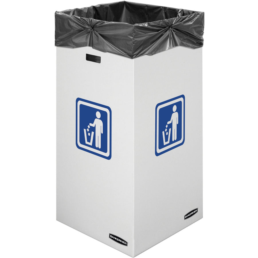 Bankers Box Waste & Recycling Bins - Internal Dimensions: 18" Width x 18" Depth x 36" Height - External Dimensions: 18.4" Width x 18.4" Depth x 36.4" Height - 50 gal - Corrugated Paper - White, Green - Recycled - 10 / Carton