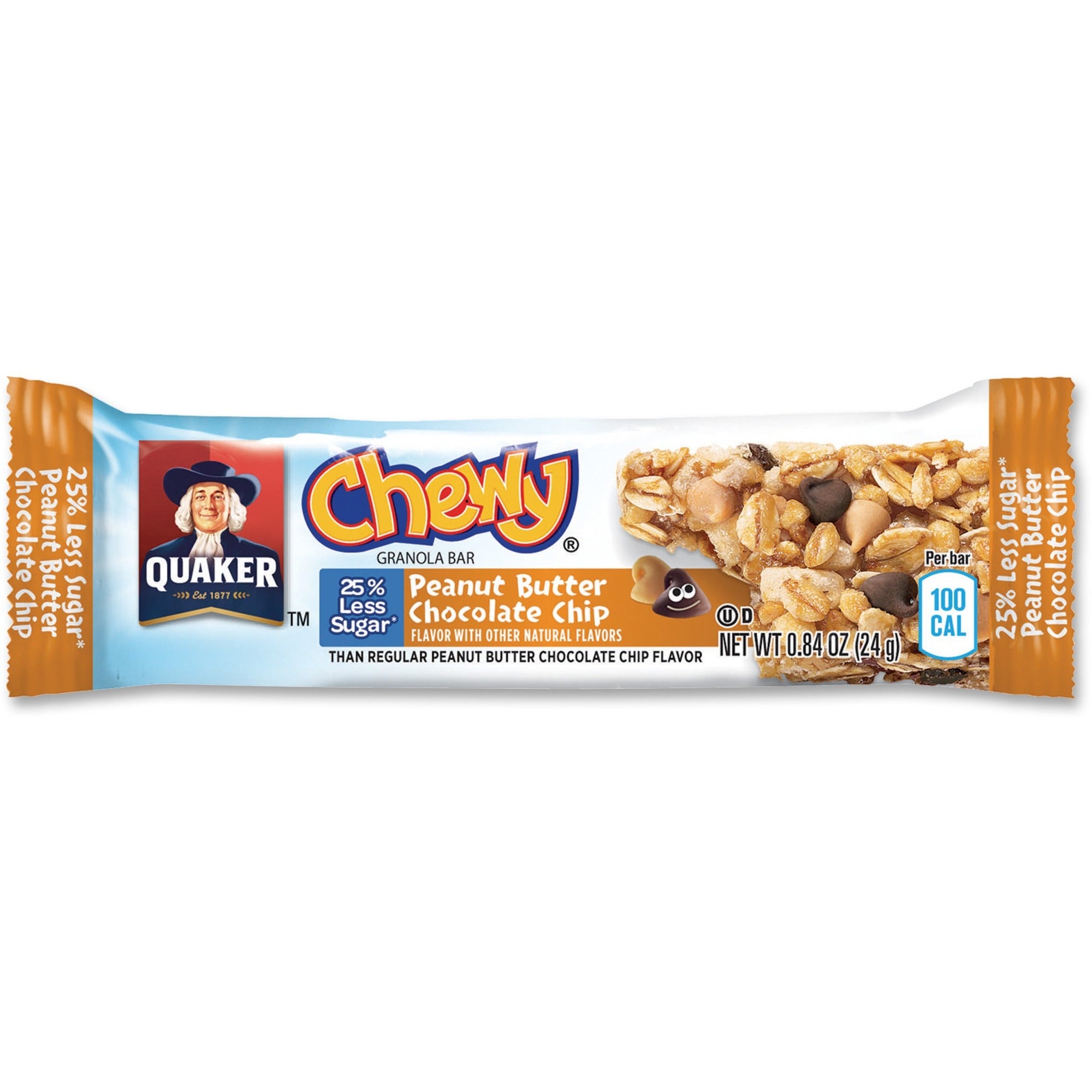Individually Wrapped - Peanut Butter, Chocolate Chip - 6.70 oz - 8/Box - 12 / Carton