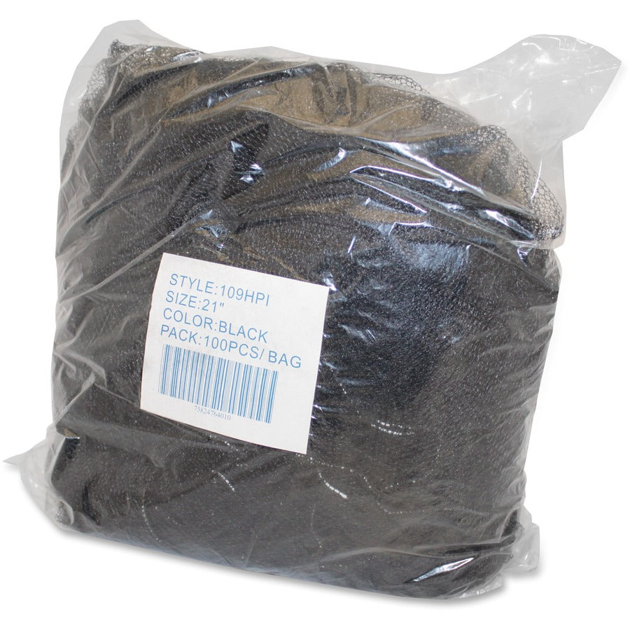 Genuine Joe Black Nylon Hair Net - Recommended for: Food Handling, Food Processing - Large - 21" Stretched Diameter - Contaminant Protection - Nylon - Black - Comfortable, Lightweight, Durable, Tear Resistant - 1 Pack