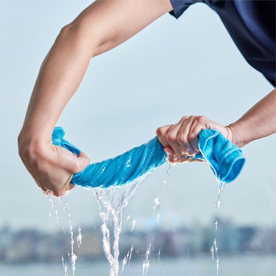 For Commercial - Cloth - 12" Length x 12" Width - Reusable, Durable, Bleach-safe, Launderable, Chemical Resistant - Blue - 24 / Pack