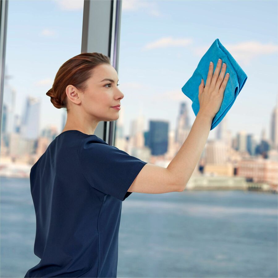 For Commercial - Cloth - 12" Length x 12" Width - Reusable, Durable, Bleach-safe, Launderable, Chemical Resistant - Blue - 24 / Pack