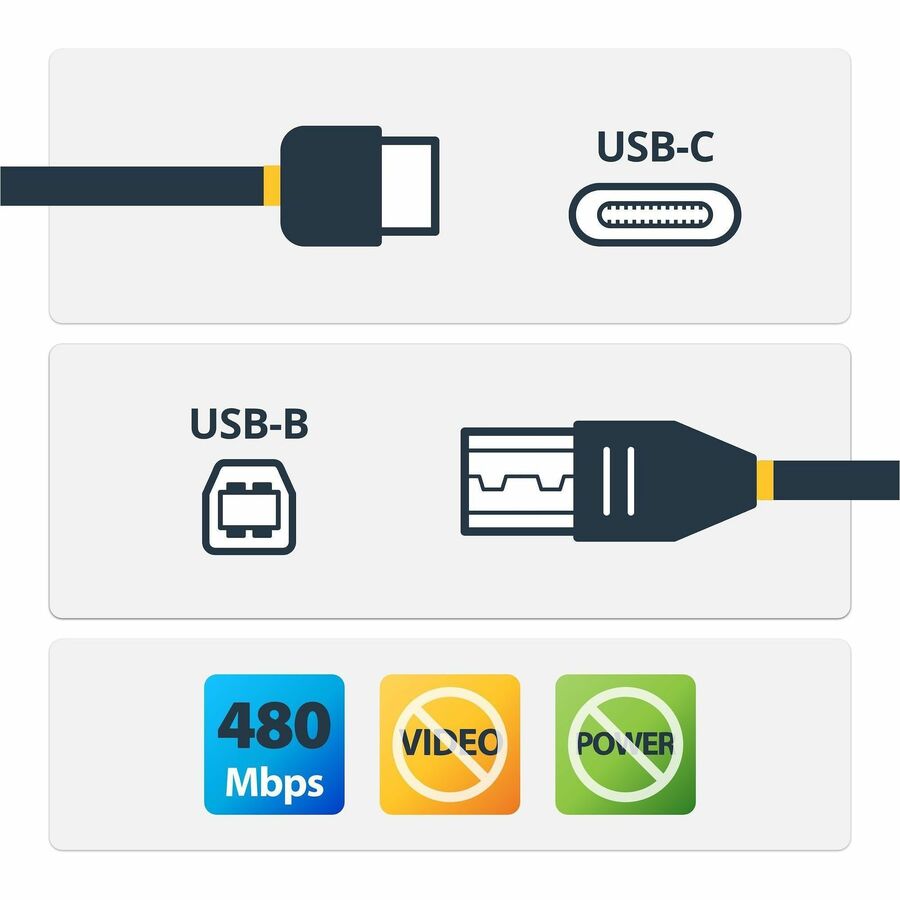 StarTech.com 1m (3ft) USB-C to USB-B Cable - M/M - USB 2.0 - USB Type-C to USB Type-B Cable