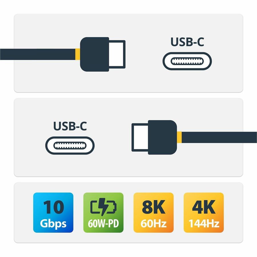 StarTech.com 1m 3 ft USB C Cable M/M - USB 3.1 (10Gbps) - USB-IF Certified