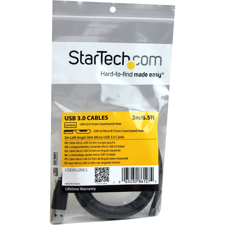 StarTech.com Slim Micro USB 3.0 Cable - Left-Angle Micro-USB - 2m (6ft)