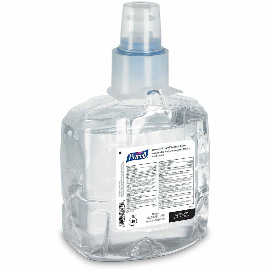 PURELL&reg; Hand Sanitizer Foam Refill - Clean Scent - 1.27 quart - Kill Germs - Hand, Skin - Clear - Chemical-free - 2 / Carton