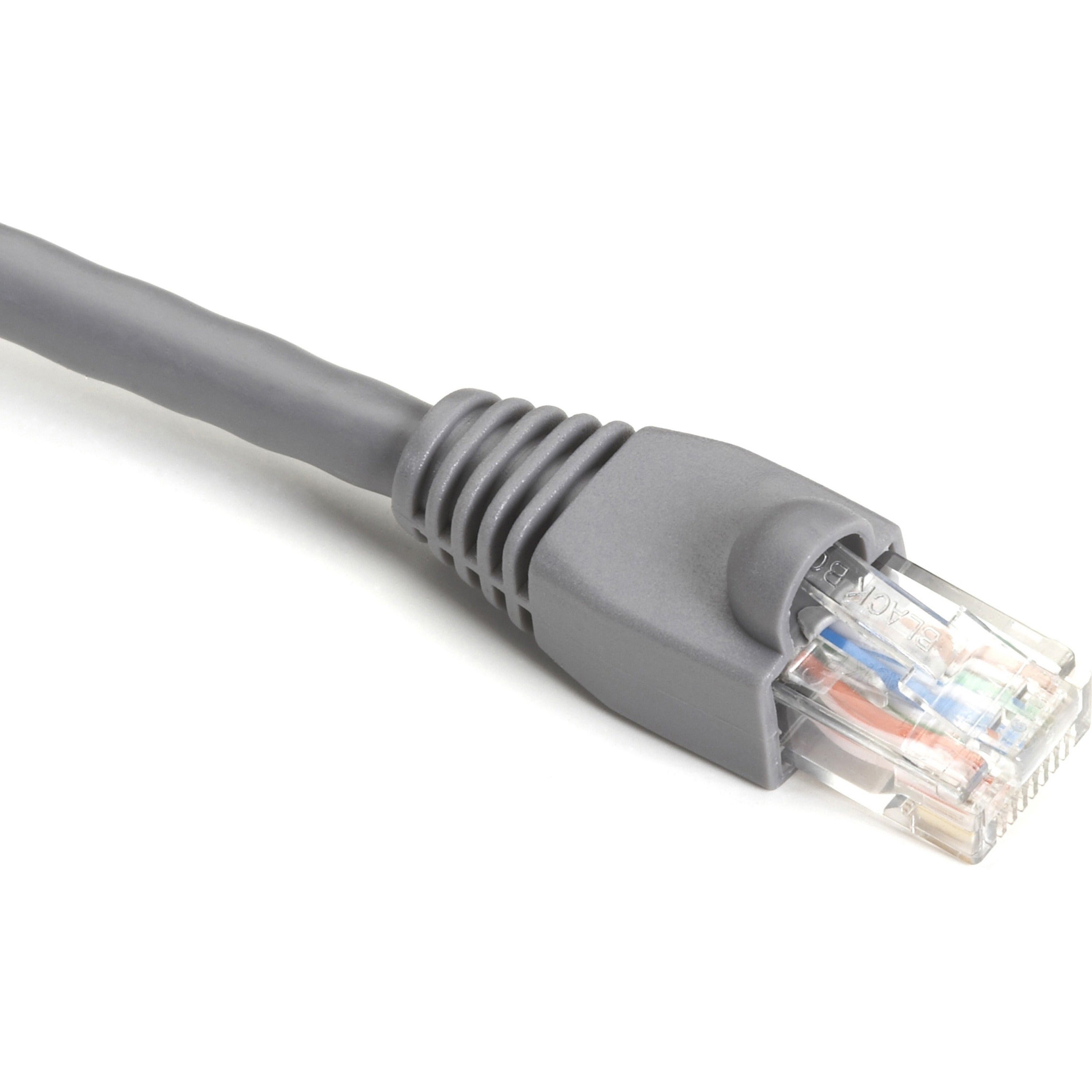 Black Box GigaTrue Cat6 UTP Patch Network Cable, 9 Inch, RJ-45 Male to Male, 1 Gbit/s, 24 AWG, Gold Plated Contacts, Snagless Boot, Gray, 1 Each