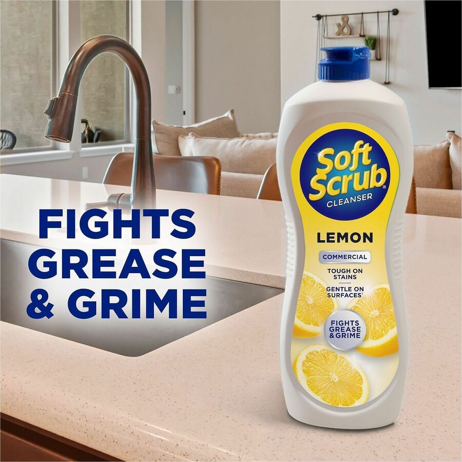 Soft Scrub All Purpose Cleanser, Lemon Scent, Non-scratching, Residue-free, 36 fl oz Bottles, 6/Carton