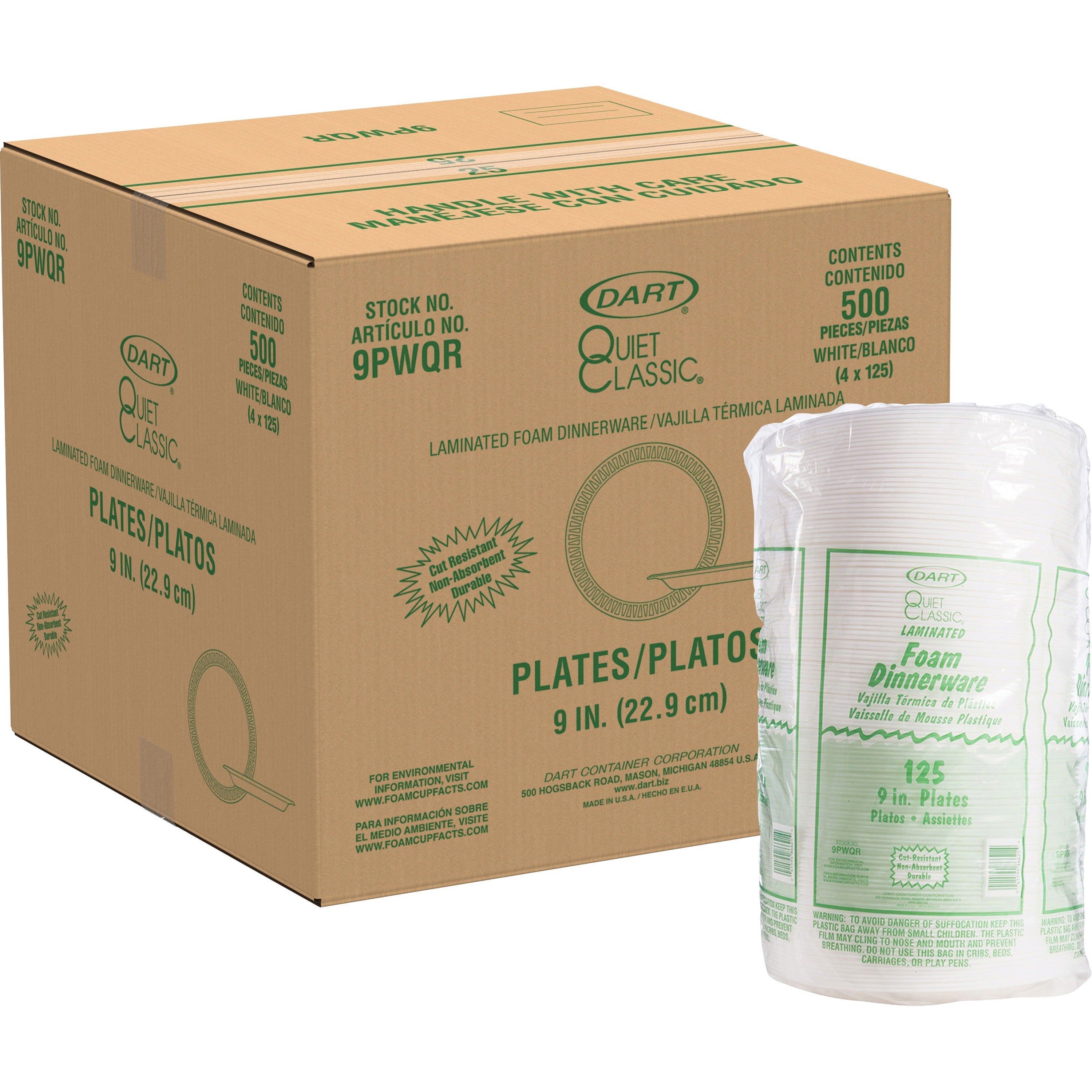 Dart Quiet Classic 9" Laminated Foam Plates