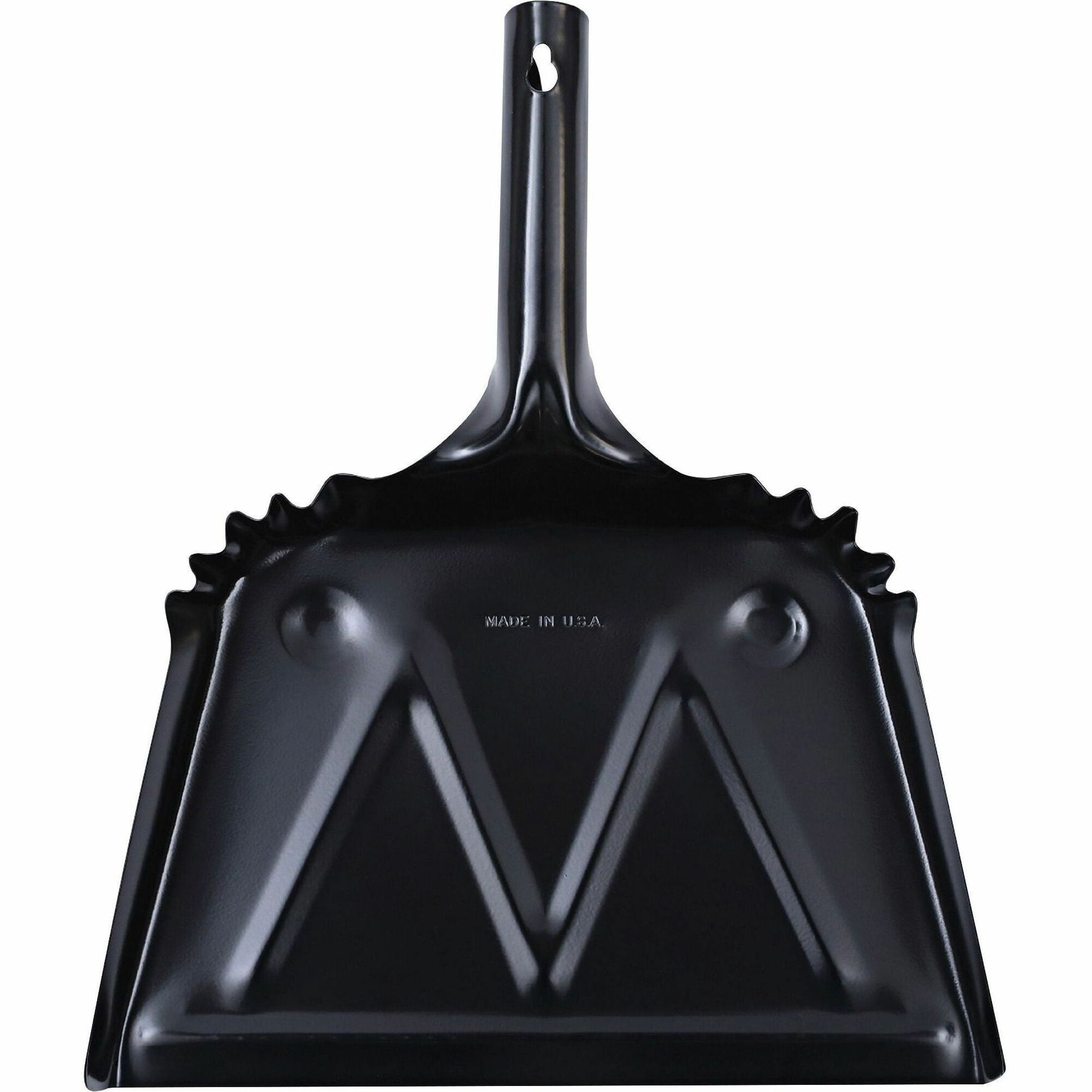 Genuine Joe Heavy-Duty Metal Dustpan, 12" Wide, Steel, Black, 1 Each